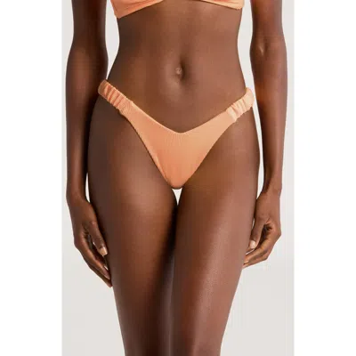 Kulani Kinis Retro Thong Bikini Bottoms In Mango Rib