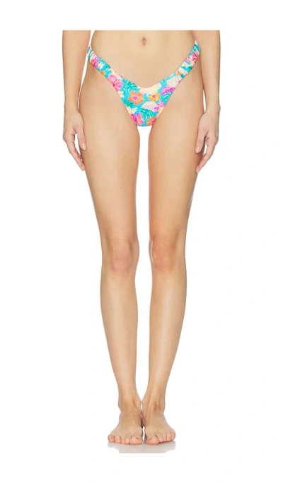 Kulani Kinis Retro Y Thong Bikini Bottom In Blue