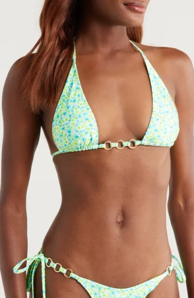 Kulani Kinis Ring Halter Bikini Top In Apple Blossom