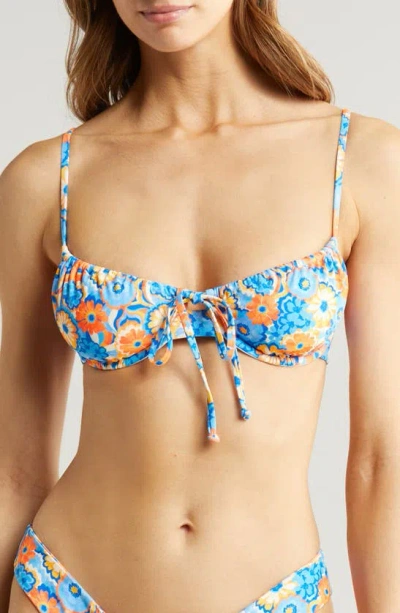 Kulani Kinis Ruched Floral Underwire Bikini Top In Havana Heat