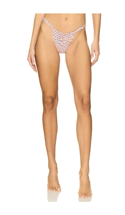 Kulani Kinis Ruched Thong Bikini Bottom In Astro Pop
