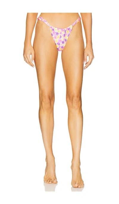 Kulani Kinis Ruched Thong Bikini Bottom In Daisy Dreamer