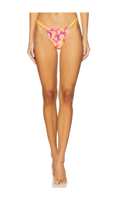 Kulani Kinis Ruched Thong Bikini Bottom In Island Dreamer