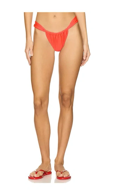 Kulani Kinis Ruched Thong Bikini Bottom In Neon Rose