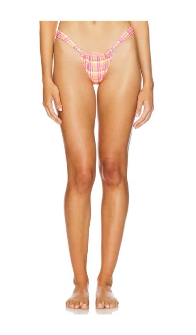 Kulani Kinis Ruched Thong Bikini Bottom In Peaches
