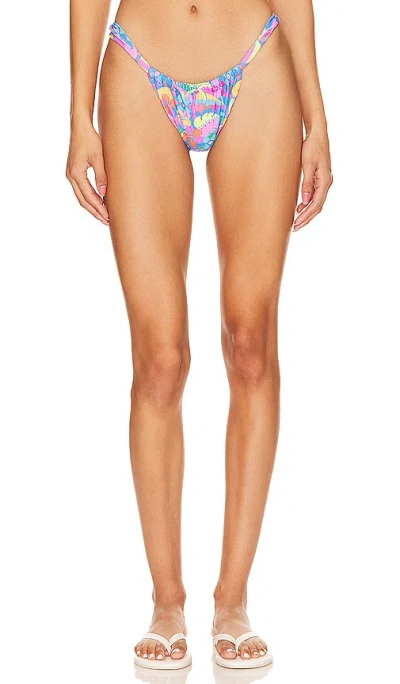 Kulani Kinis Ruched Thong Bikini Bottom In Rio Rainbow