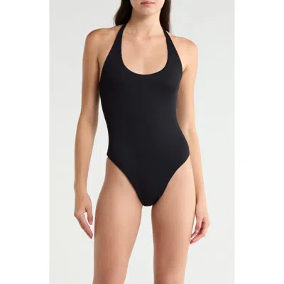 Kulani Kinis Scoop Neck Halter Cheeky One-piece Swimsuit In Black
