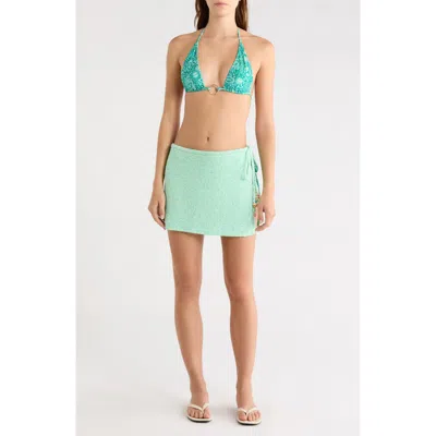 Kulani Kinis Sequin Side Tie Cotton Blend Cover-up Sarong In Green