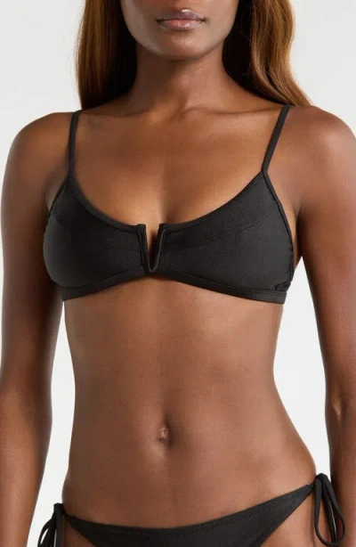 Kulani Kinis Shimmer V-wire Bikini Top In Black