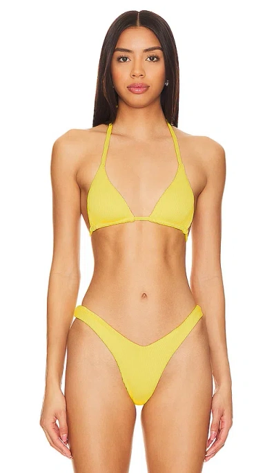 Kulani Kinis Slide Triangle Bikini Top In Sunshine Yellow