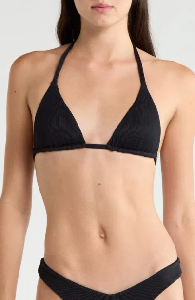 Kulani Kinis Slider Triangle Bikini Top In Black