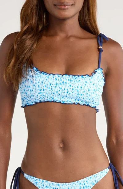 Kulani Kinis Smocked Bikini Top In Blue