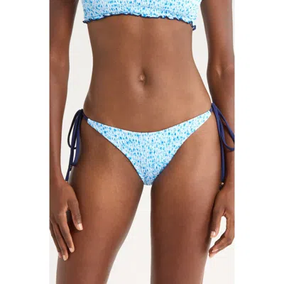 Kulani Kinis Smocked Side Tie Bikini Bottoms In Blue