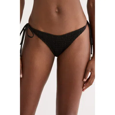 Kulani Kinis Smocked Side Tie Bikini Bottoms In Black