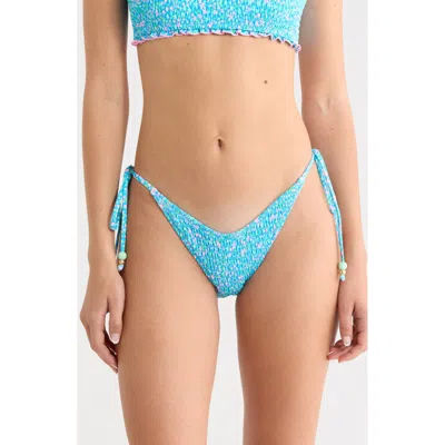 Kulani Kinis Smocked Side Tie Bikini Bottoms In Blue