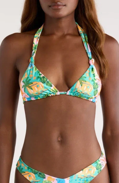 Kulani Kinis Soft Knot Halter Bikini Top In Green
