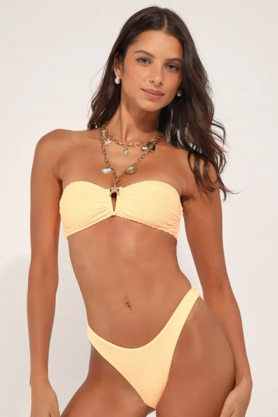 Kulani Kinis Stealing Sunshine Orange Ribbed Low-rise Bikini Bottoms