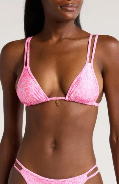 Kulani Kinis Strappy Bralette Bikini Top In Rose Quartz