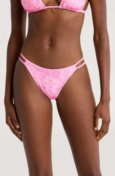 Kulani Kinis Strappy Cheeky Bikini Bottoms In Rose Quartz
