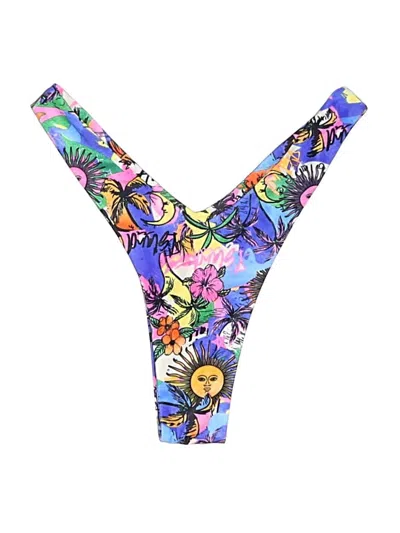 Pre-owned Kulani Kinis Swimsuit Top Purple Print Pattern Swimwear