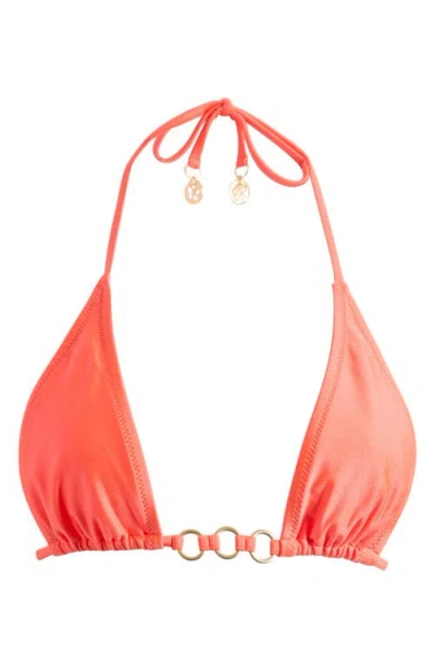Kulani Kinis Trio Ring Triangle Bikini Top In Orange