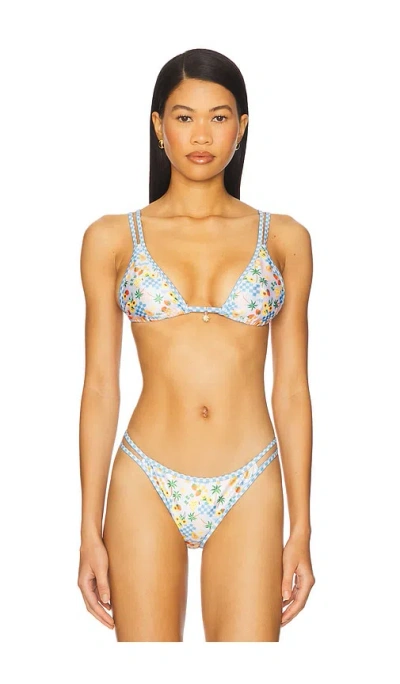 Kulani Kinis Twin Strap Bralette Bikini Top In Blue