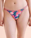 Kulani Kinis Twin Strap Cheeky Bikini Bottom In Electric Palms In Multi