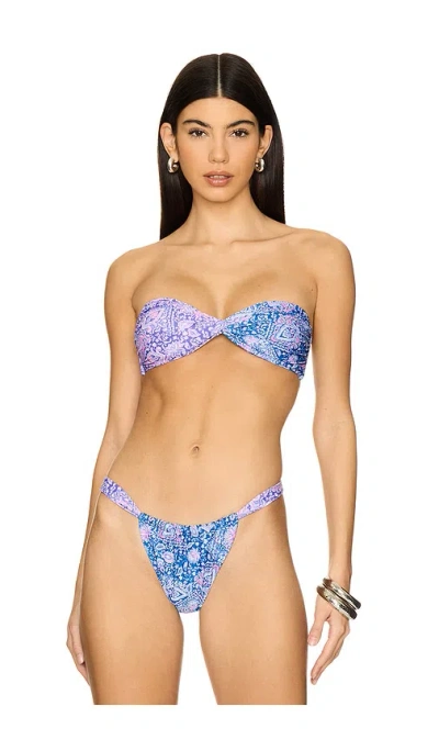 Kulani Kinis Twist Bandeau Bikini Top In Lilac Moon