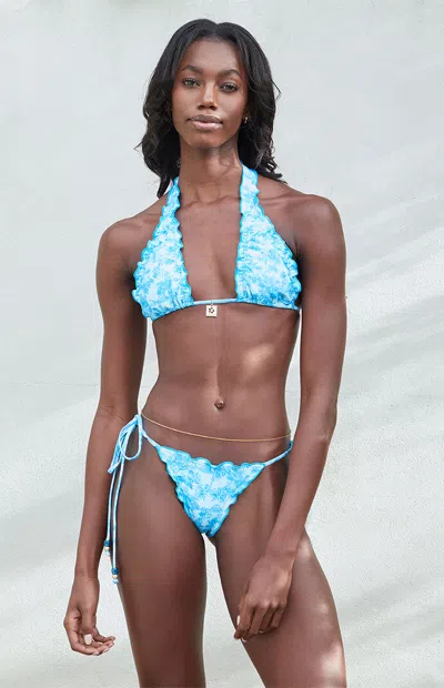 Kulani Kinis Women's Blue Lettuce Edge Halter Bikini Top