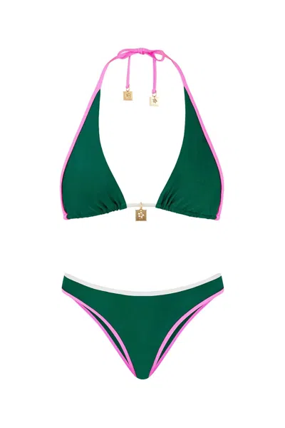 Kulani Kinis Women's Hipster Bikini Top In Siren Song In Green