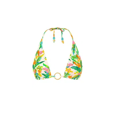 Kulani Kinis Women's Ring Halter Bikini Top In Golden Hour In Multi