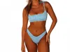 Kulani Kinis Women's Shirred Minimal Full Bikini Bottom In Lemon Bloom In Blue