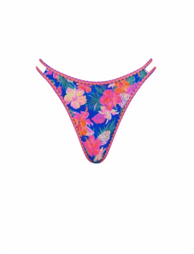 Kulani Kinis Women's Twin Strap Cheeky Bikini Bottom In Electric Palms In Multi