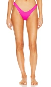 Kulani Kinis Y Cheeky Bikini Bottom In Flamingo Pink Ribbed