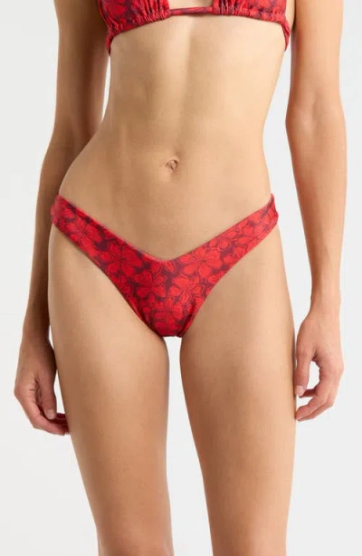 Kulani Kinis Y-cut Thong Bikini Bottoms In Red