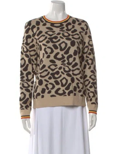 Pre-owned Kule Animal Print Crew Neck Sweater In Brown