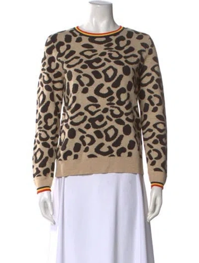 Pre-owned Kule Animal Print Crew Neck Sweater In Neutral