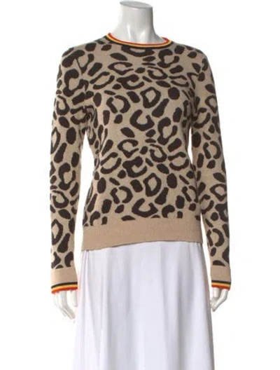 Pre-owned Kule Animal Print Crew Neck Sweater In Neutrals