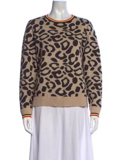 Pre-owned Kule Animal Print Crew Neck Sweater In Neutrals
