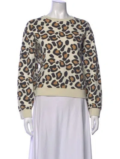 Pre-owned Kule Animal Print Crew Neck Sweater In Neutrals