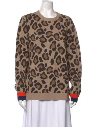 Pre-owned Kule Animal Print Crew Neck Sweater W/ Tags In Neutrals