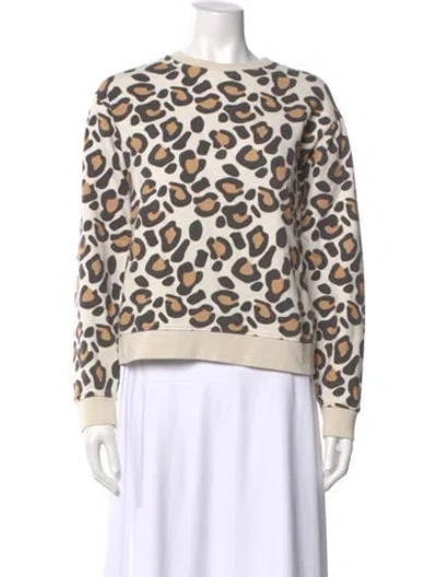 Pre-owned Kule Animal Print Crew Neck Sweatshirt In Brown