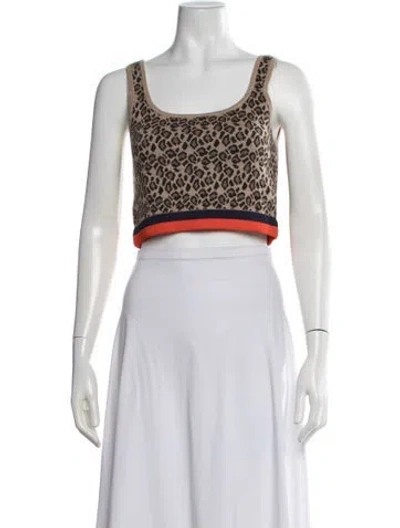 Pre-owned Kule Animal Print Scoop Neck Crop Top In Multicolor