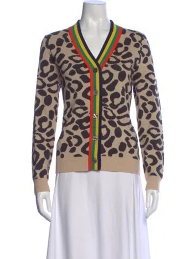 Pre-owned Kule Animal Print V-neck Sweater In Multi