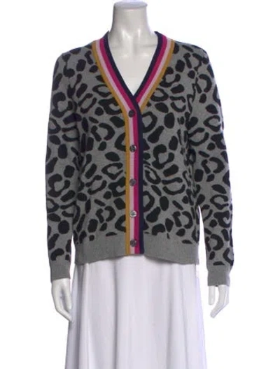 Pre-owned Kule Animal Print V-neck Sweater In Multi