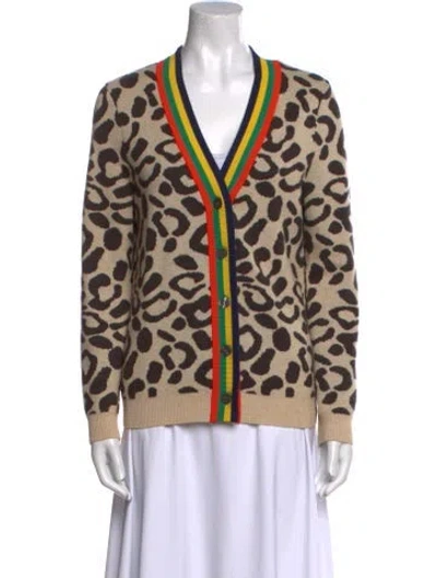 Pre-owned Kule Animal Print V-neck Sweater In Neutral