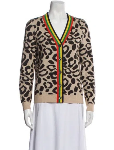 Pre-owned Kule Animal Print V-neck Sweater In Neutral