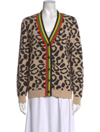 Pre-owned Kule Animal Print V-neck Sweater In Neutrals