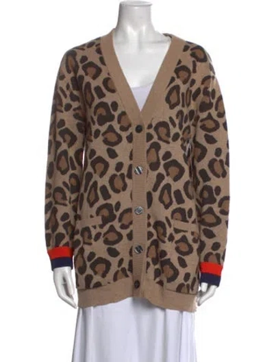 Pre-owned Kule Animal Print V-neck Sweater In Neutrals