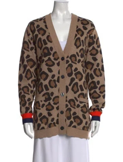 Pre-owned Kule Animal Print V-neck Sweater In Neutrals